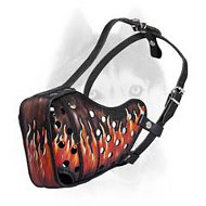 Exclusive design leather "Dondi" Plus muzzle with flames for your Siberian Husky Exclusive design leather "Dondi" Plus muzzle with flames for your Siberian Husky