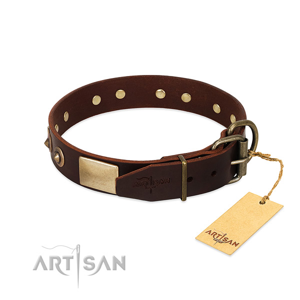 Rust-proof embellishments on comfortable wearing dog collar
