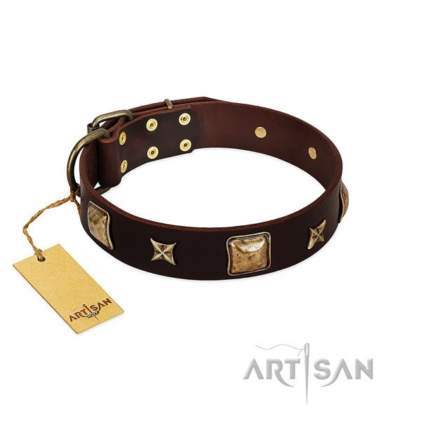 Top notch full grain genuine leather collar for your pet