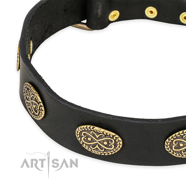Extraordinary full grain genuine leather collar for your attractive four-legged friend