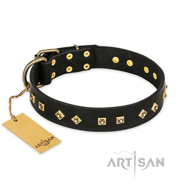 Top quality full grain genuine leather dog collar with reliable buckle