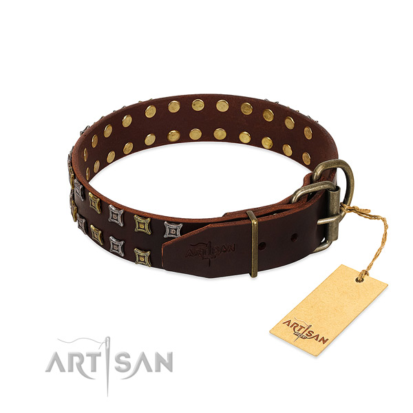 Top rate genuine leather dog collar created for your four-legged friend