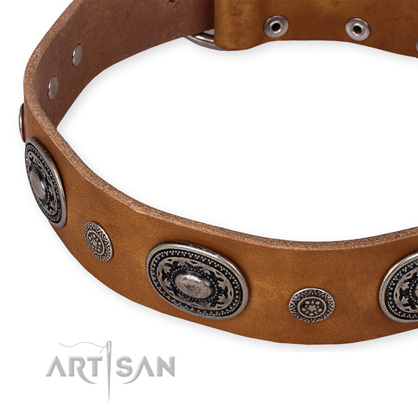 Flexible full grain leather dog collar made for your lovely pet