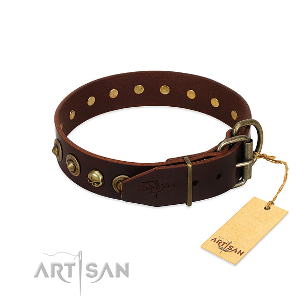 Full grain leather collar with impressive studs for your doggie