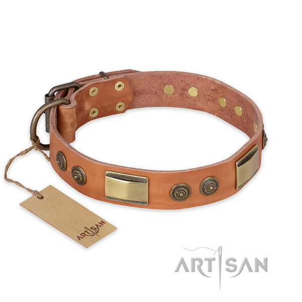 Inimitable leather dog collar for comfy wearing