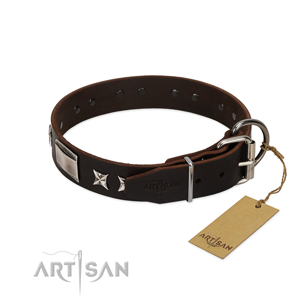 Fine quality collar of full grain natural leather for your beautiful pet