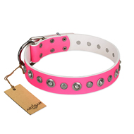 "Pink Faerie" FDT Artisan Trendy Leather Siberian Husky Collar with Old Silver-like Plated Decorations "Pink Faerie" FDT Artisan Trendy Leather Siberian Husky Collar with Old Silver-like Plated Decorations