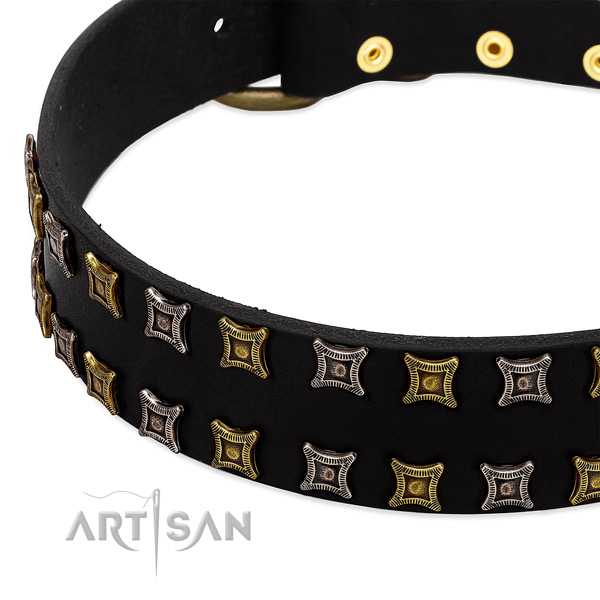 Soft to touch genuine leather dog collar for your beautiful doggie