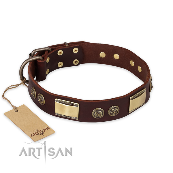 Amazing full grain leather dog collar for comfortable wearing