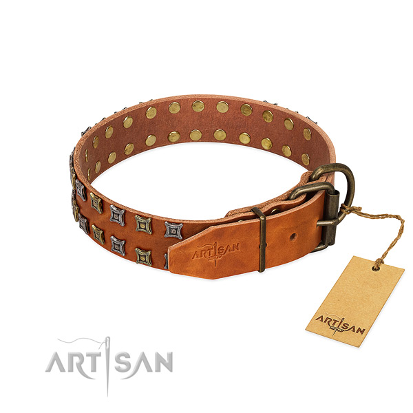 Soft full grain leather dog collar handcrafted for your canine