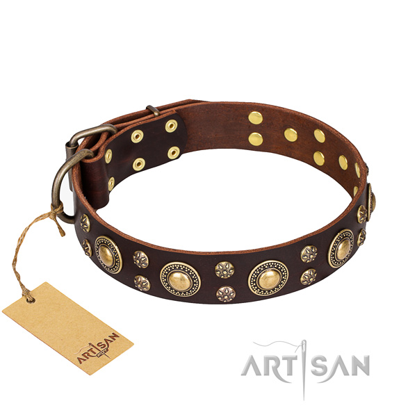Stunning full grain genuine leather dog collar for handy use