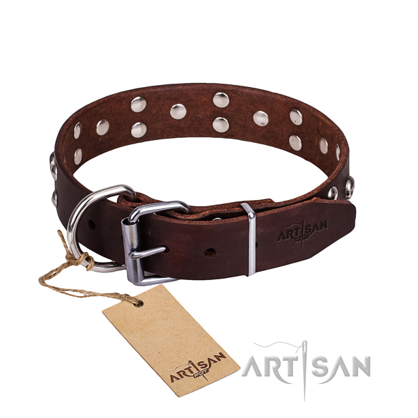 Leather dog collar with smooth edges for convenient daily use